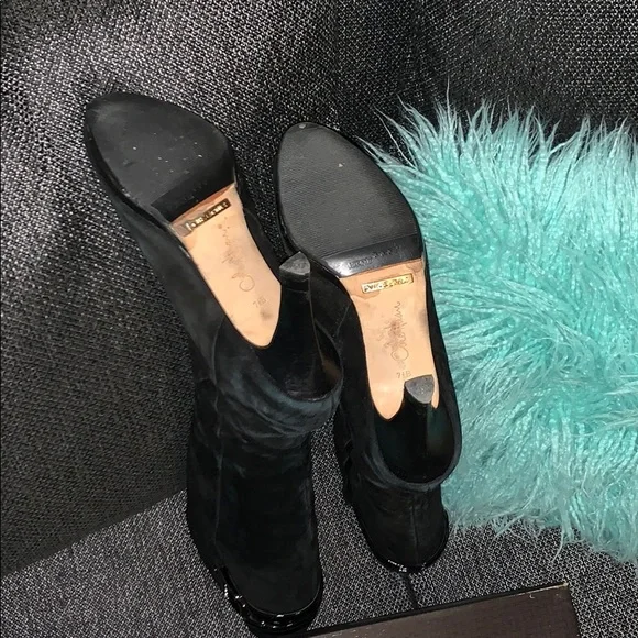Cole Haan High Heeled Suede Buckle Boot